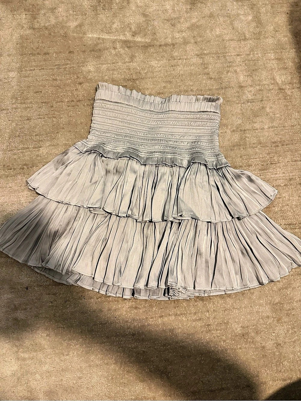 Pants Storw Tiered Pleated Mini Skirt in Gray/Silver Size XS NWT